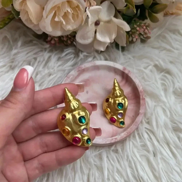 Zara Gold Colorful Shell Earrings - Picture 11 of 17